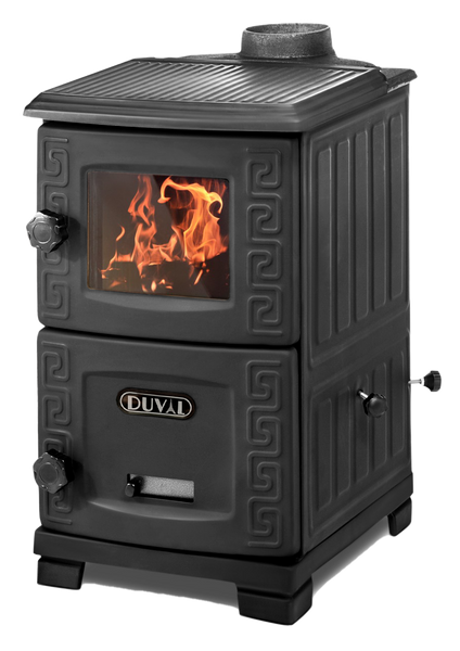 Stove-fireplace heating and cooking wood (Turbo) "euro burzhuyka" Duval EM-203FB (BLACK EDITION)