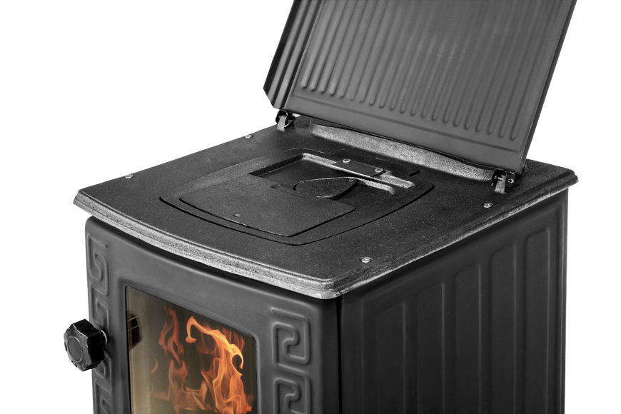 Stove-fireplace heating and cooking wood (Turbo) "euro burzhuyka" Duval EM-203FB (BLACK EDITION)