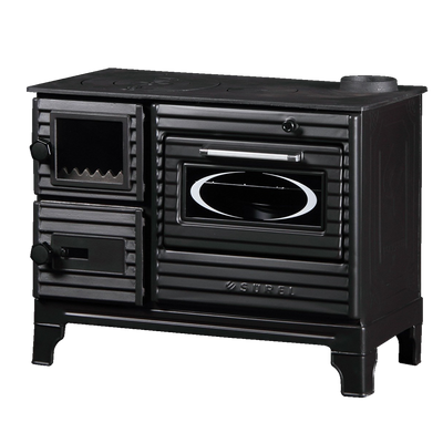 Stove-kitchen heating and cooking wood "Euro stove" with oven DUVAL EK-5237BL (BLACK EDITION)