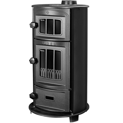 Stove-fireplace heating and cooking wood-burning "Euro bourzhujika" with oven DUVAL EK-5109BL (BLACK EDITION)