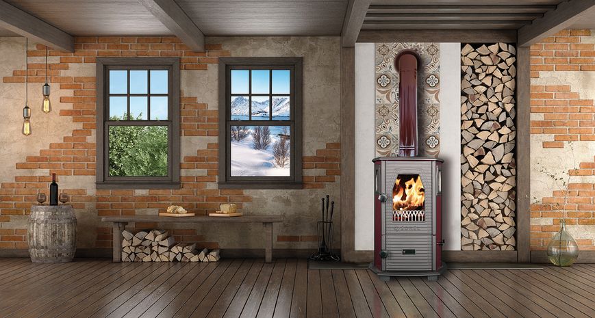 Stove-fireplace heating and cooking (Turbo) DUVAL EM-5114BL (BLACK EDITION)